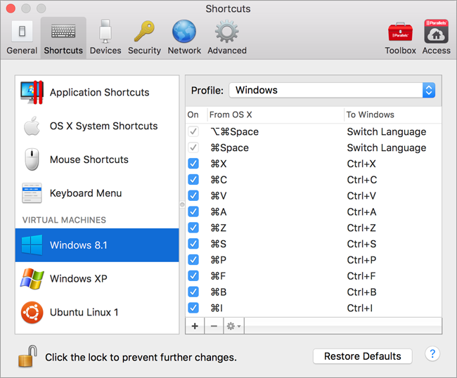 Customize Keyboard Shortcuts